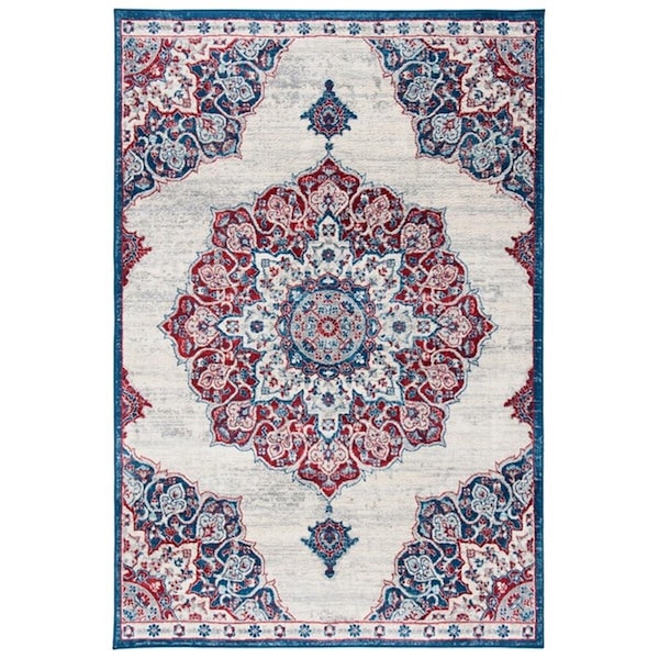 Safavieh 8 x 10 ft. Brentwood Transitional Rectangle Power Loomed Rug Ivory & Red BNT802A-8 - main